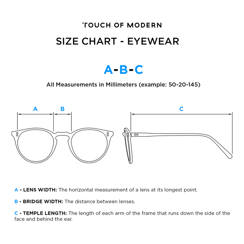 What do the measurements on glasses and sunglasses mean? Touch of Modern